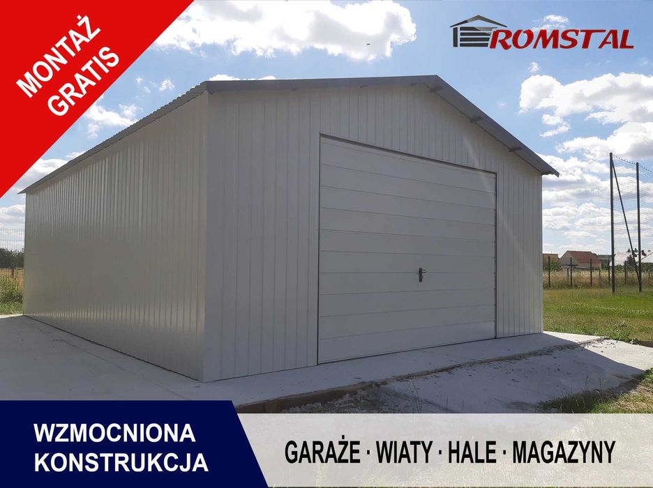 SOLIDNY GARAŻ BLASZANY 6x5 | Dwuspadowy | Blaszak Ogrodowy -  ROMSTAL*