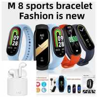 NOWA opaska sportowa SMARTBAND M8 + białe słuchawki Bluetooth TWS OKAZ