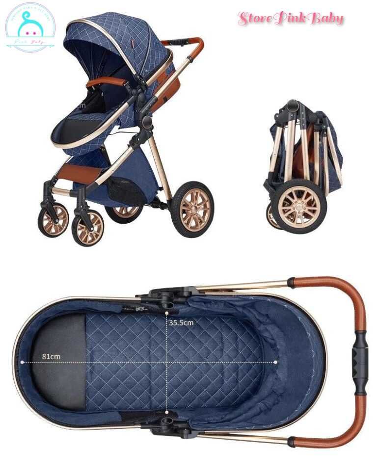 Carrinho bebé 3 em 1 PinkBaby Magic Gold - Com Base Isofix - Azu