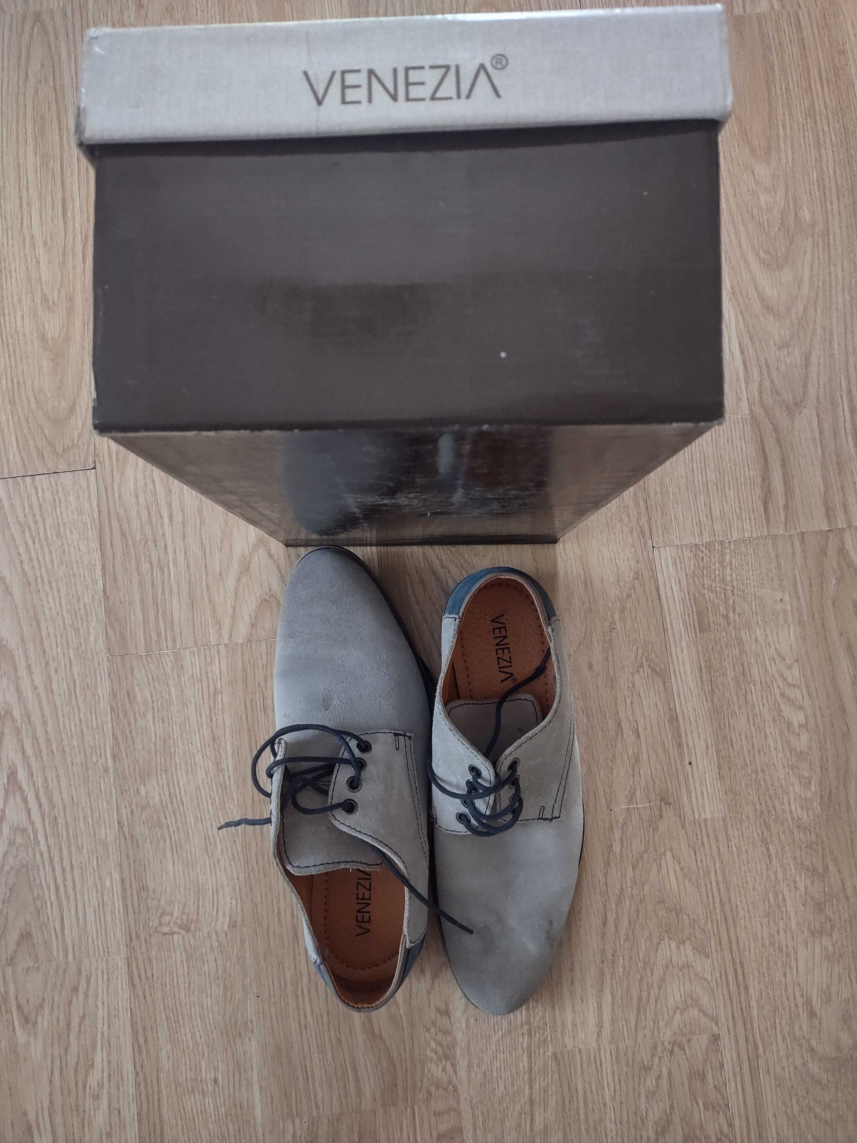 Półbuty męskie Venezia rozmiar 40 buty zamszowe mokasyny pantofle