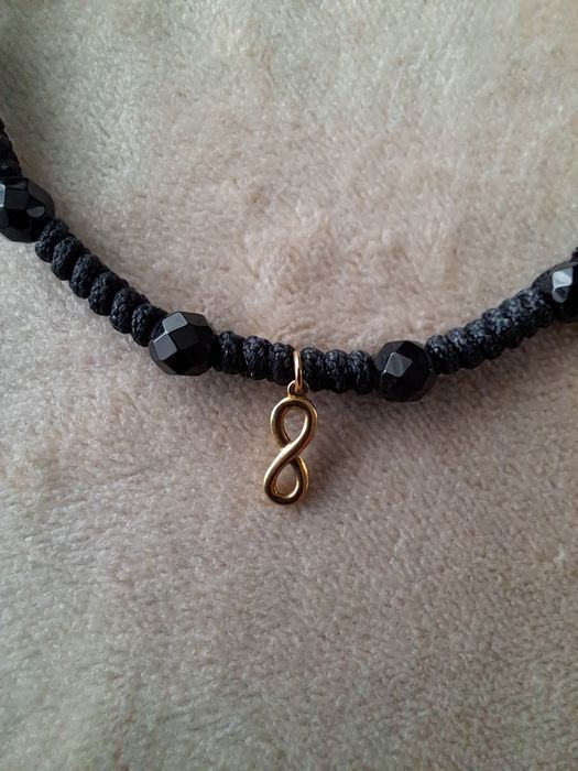 Bransoletka _ złoto, brylanty, kamienie naturalne, sznurek