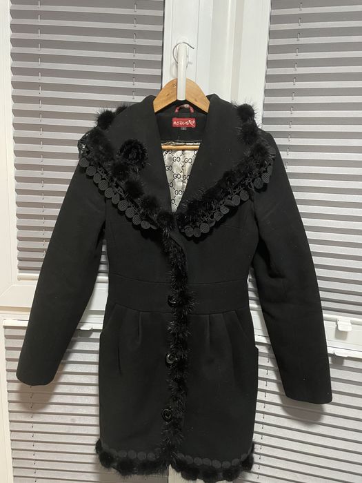 Кашемировое пальто, с норкой и вышивкой, классика