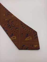 Oliver Valentino brązowy jedwabny krawat paisley