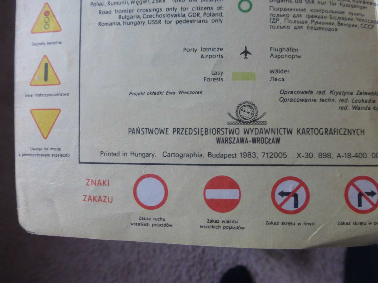 Mapa samochodowa Polski. rok 1983