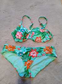 Strój kąpielowy bikini C&A 40 L 42 xl w kwiaty dwuczęściowy jak nowy