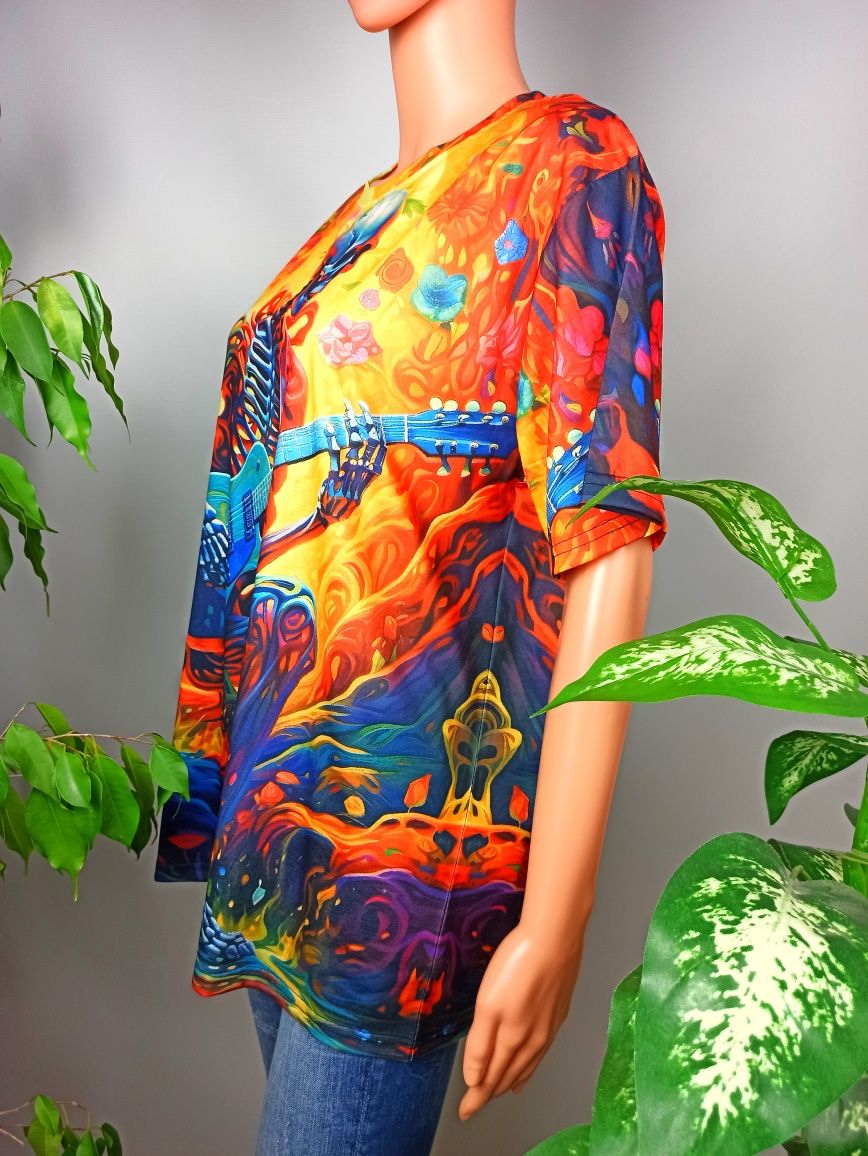 Nowa Niebieska Pomarańczowa Koszulka T-Shirt  Męska Damska Unisex Nadr