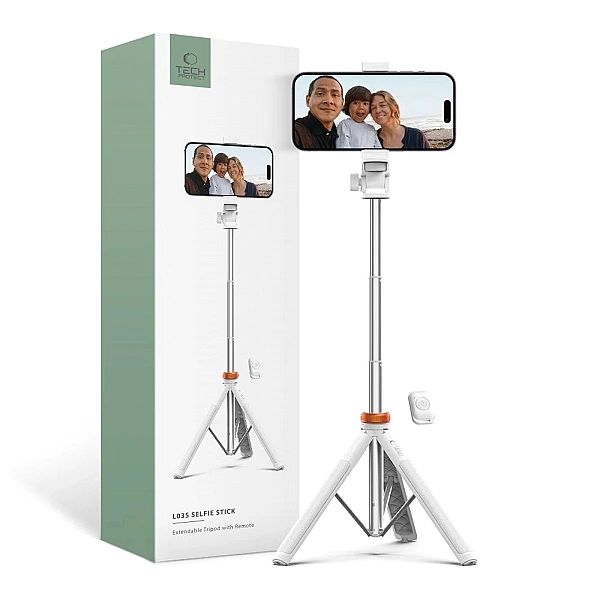 Tech-Protect L03S Bluetooth Selfie Stick Tripod White