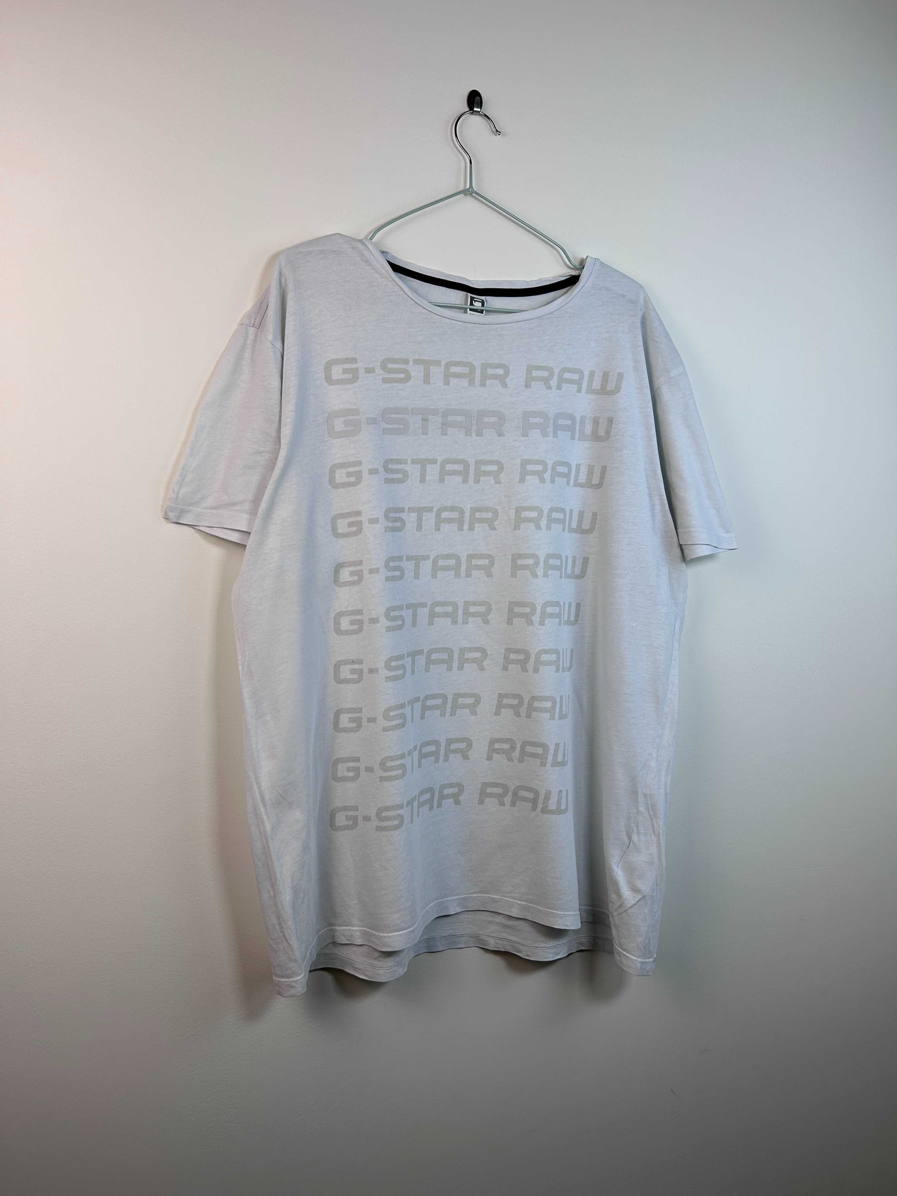 White Y2k Gstar Raw Tee With Print Size Xl