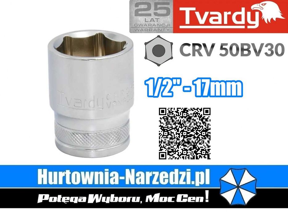 Nasadka 6-kątna 1/2" 17 mm Tvardy nasadka 17mm klucz nasadowy 17mm