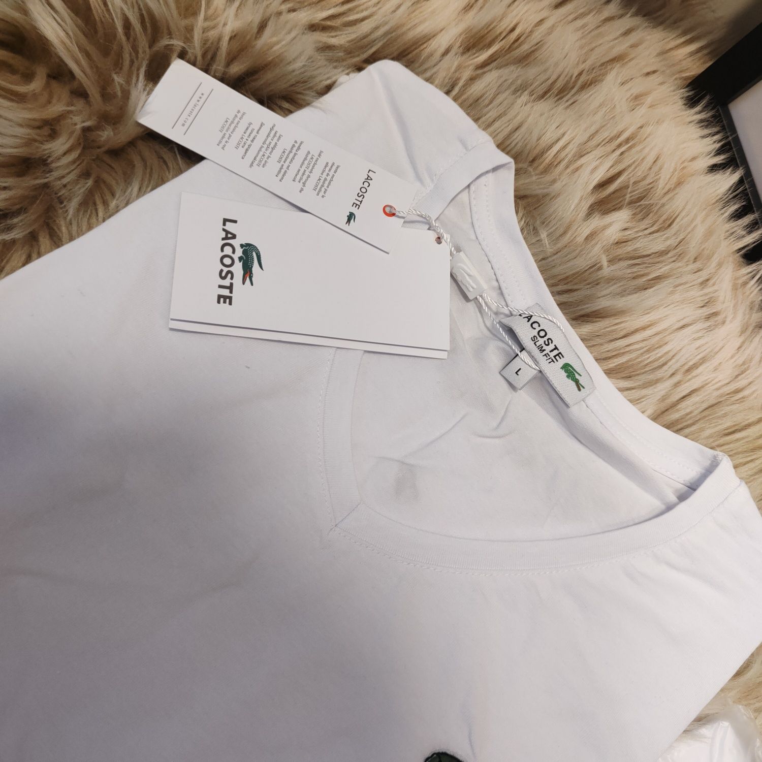 Lacoste biała koszulka damska Premium L