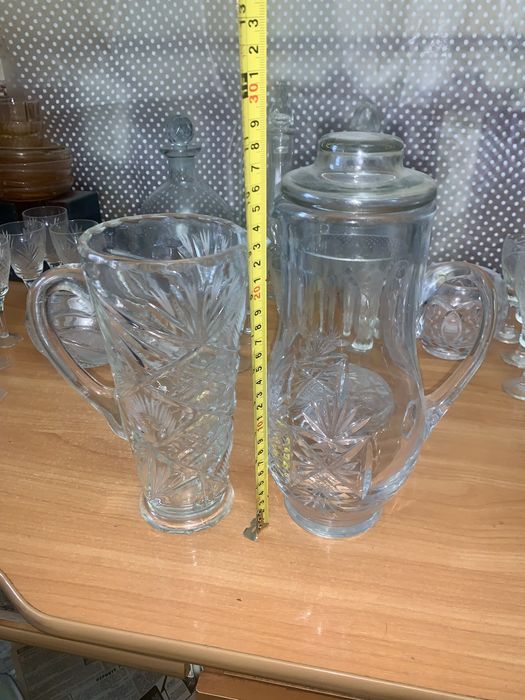 Ваза графин  кувшин бокалы Богемия Чехия хрусталь