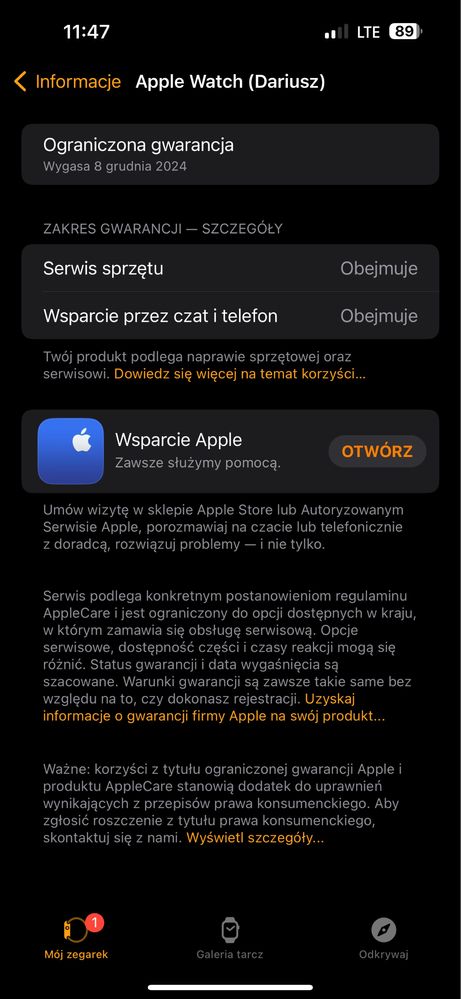 Apple Watch SE 44MM GPS Gwarancja