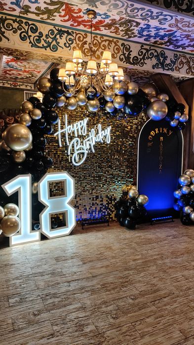 Ścianki cekinowe Balonowe urodziny 18 stka roczek chrzciny rocznica