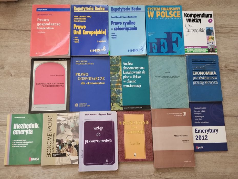 16 książek prawo gospodarcze, ustawy, system finansowy UE