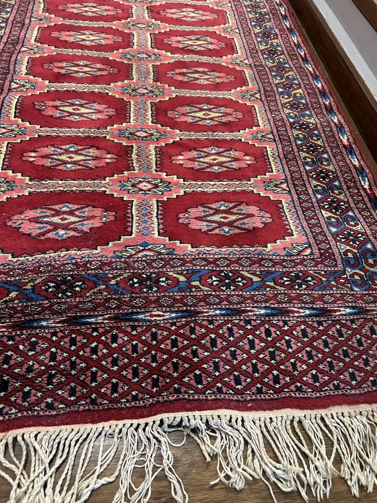 Tapete oriental bukhara feito à mao, em lã,original,lavado.144x92