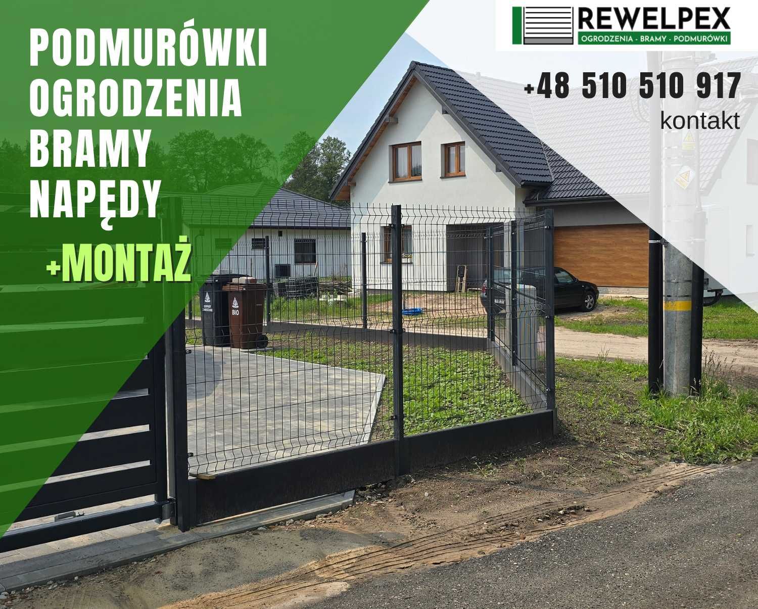 ogrodzenia panelowe, frontowe i palisadowe BRAMY Z Montażem automatyka