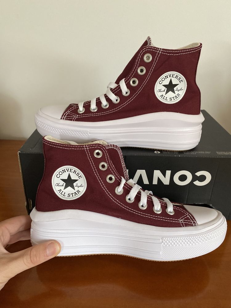 Tenis bota all star bordeaux plataforma converse NOVOS