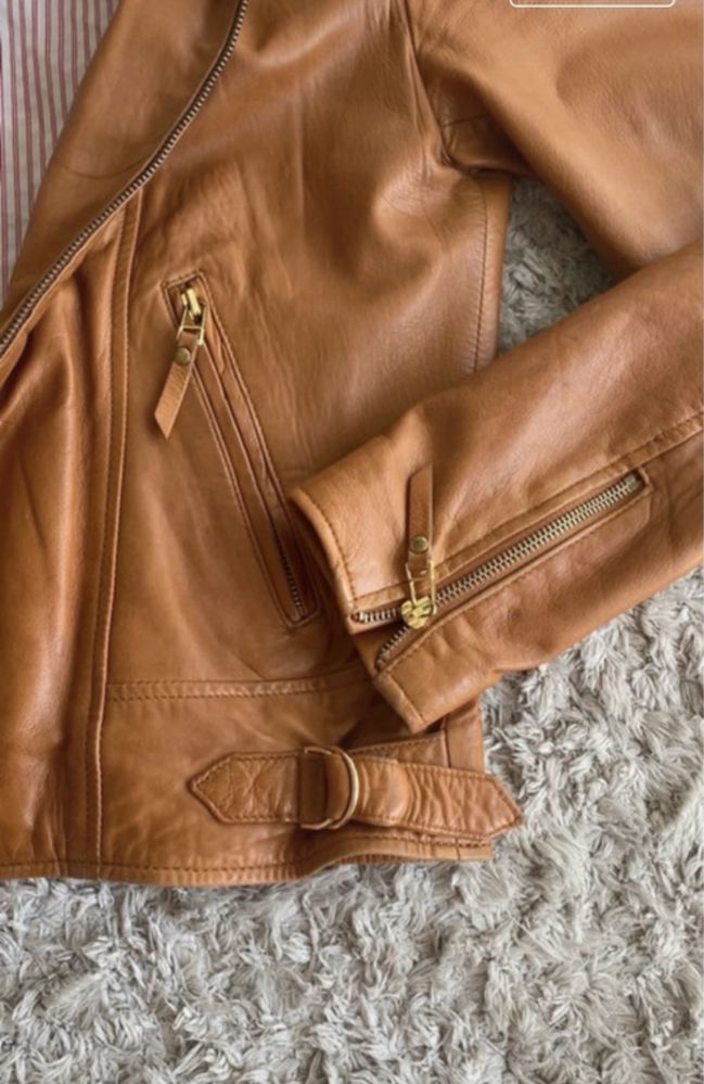 Massimo Dutti kurtka miękka skóra r M ruda bdb