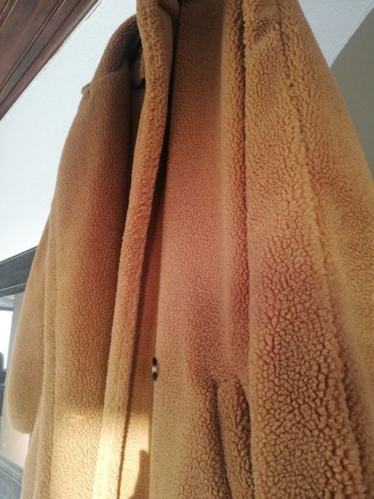 Casaco / Sobretudo camel de pêlo  - tam. S