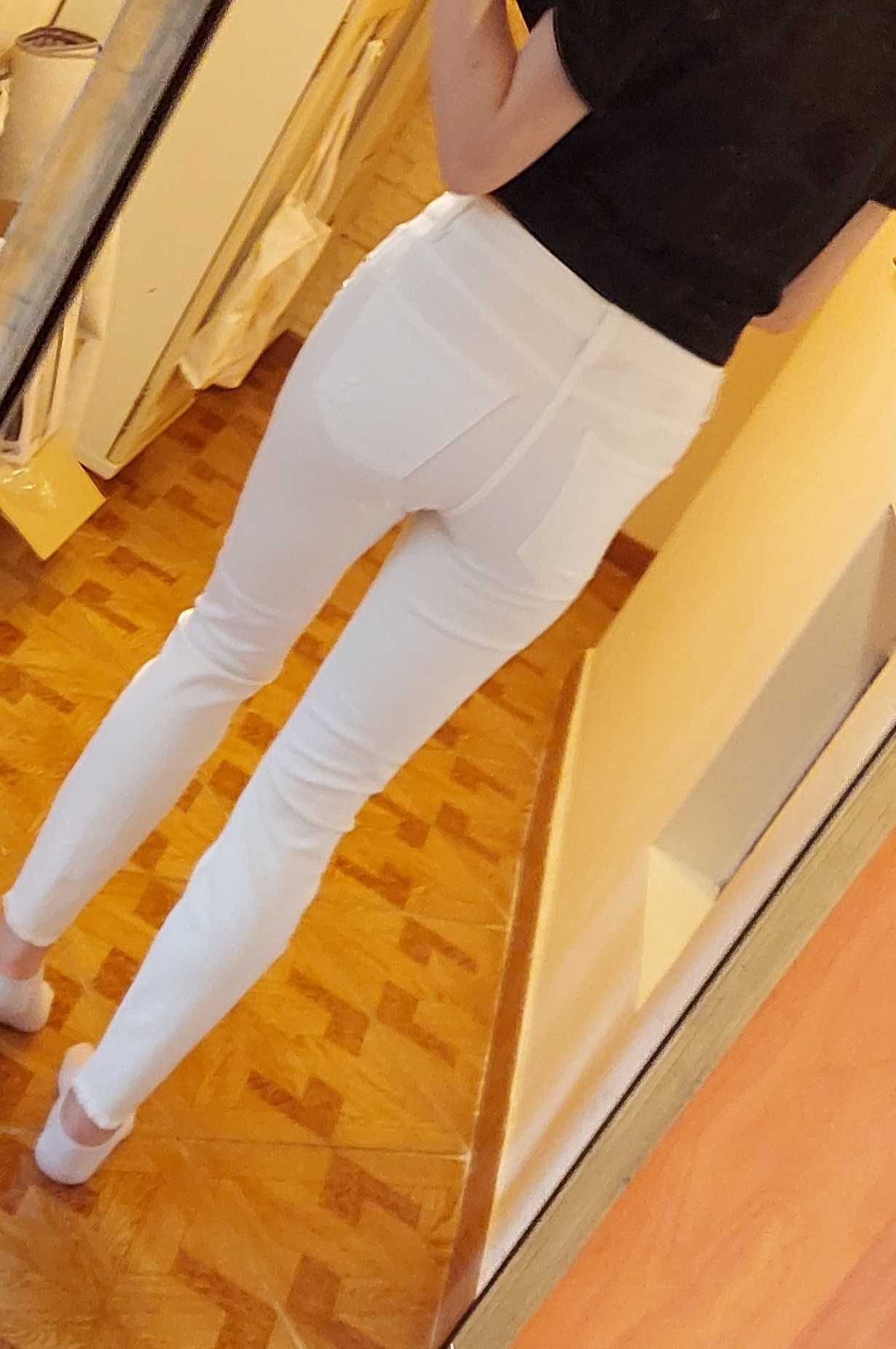 Jeansy slim, białe, rozmiar 36, nowe, bawełna i wiskoza