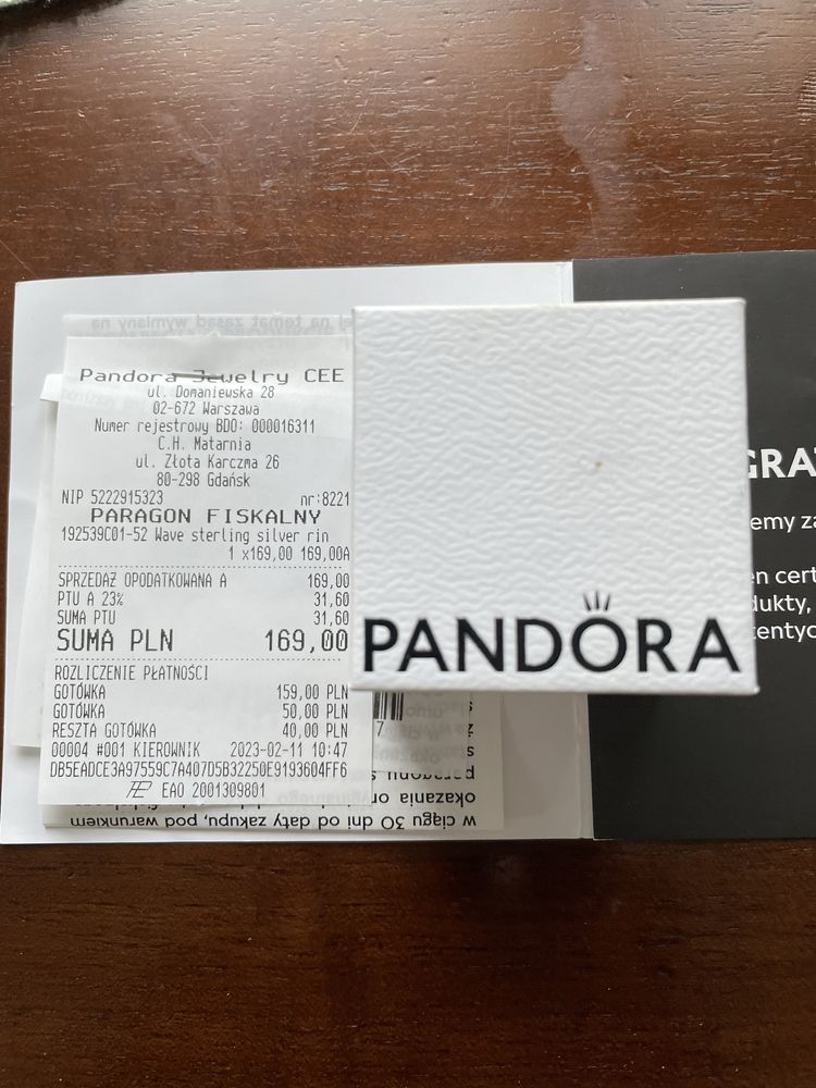 Pierścionek Pandora 52 Fala cyrkonie Nowy