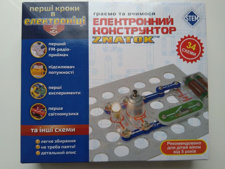 Електронний конструктор Znatok, набір "С" ( 34 схеми)