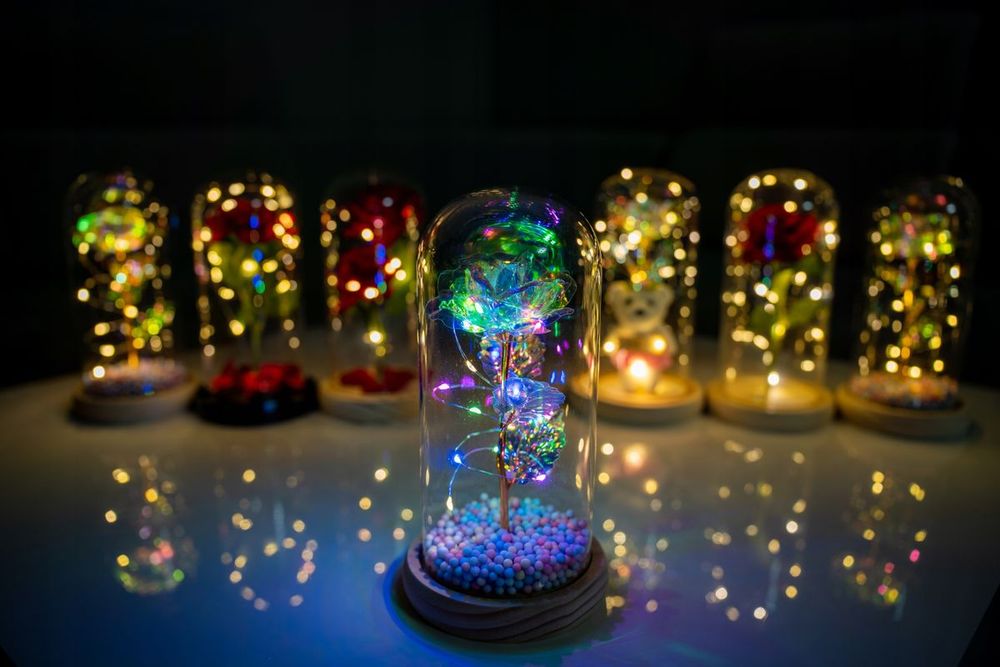 Wieczna Róża W Szkle Świecąca Led Prezent Na Dzień Matki, Kobiet Dla M