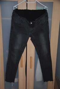 Spodnie ciążowe jeansy rurki S szare elastyczne