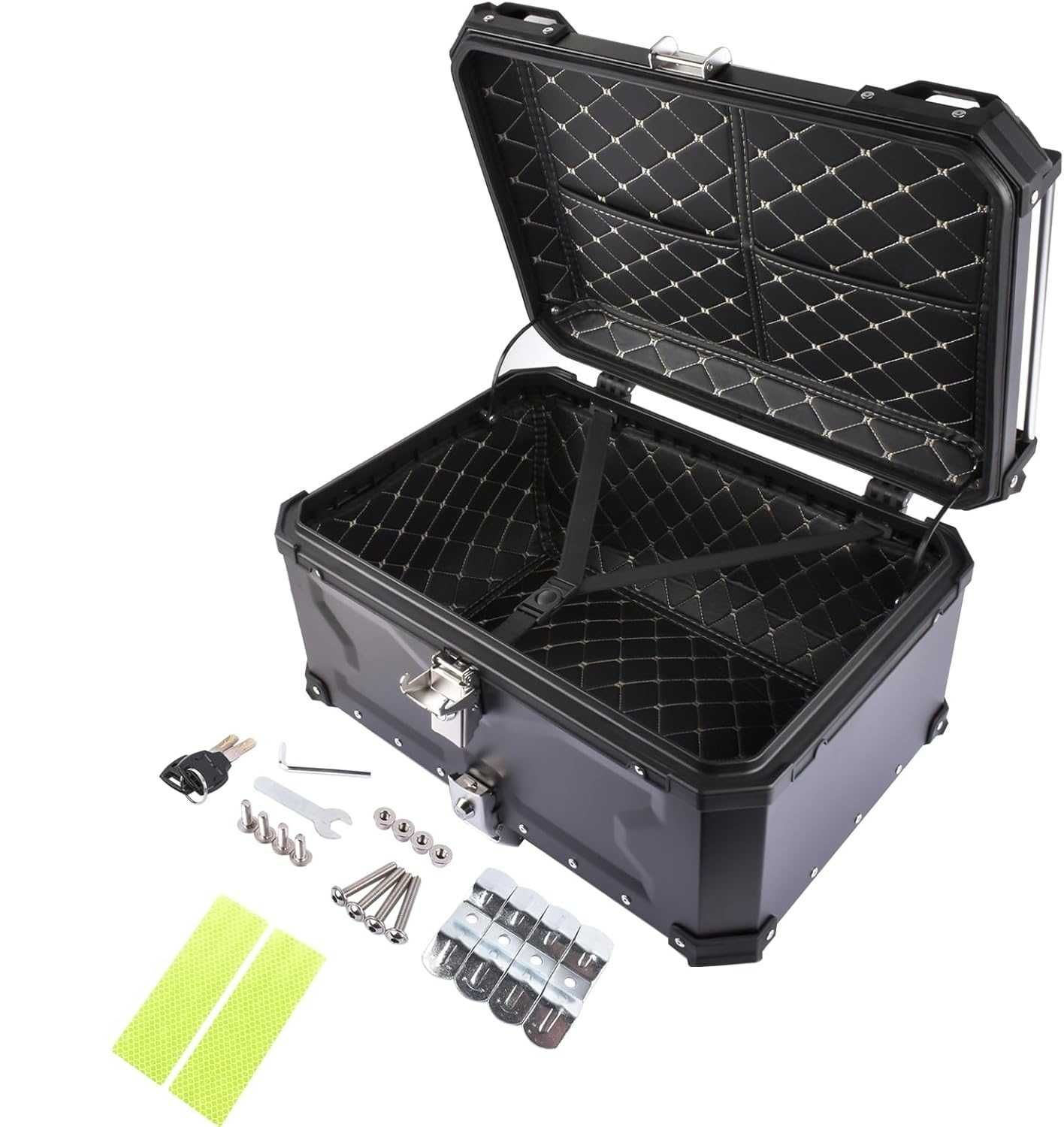Aluminiowy kufer motocyklowy 65L kufer centralny na DWA KASKI + PŁYTA