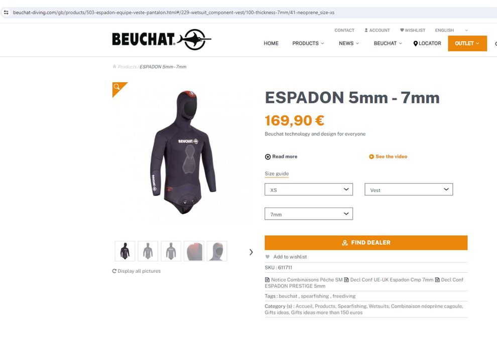 Casaco de mergulho Beuchat