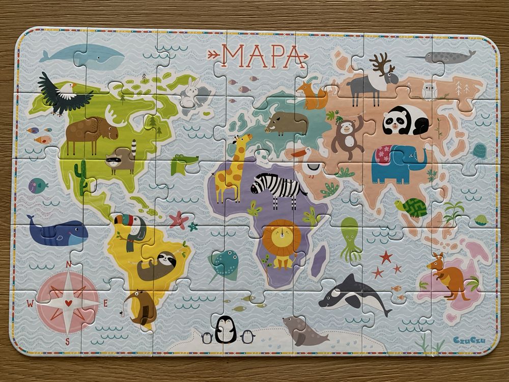 Puzzle czu czu dinozaury i mapa świata