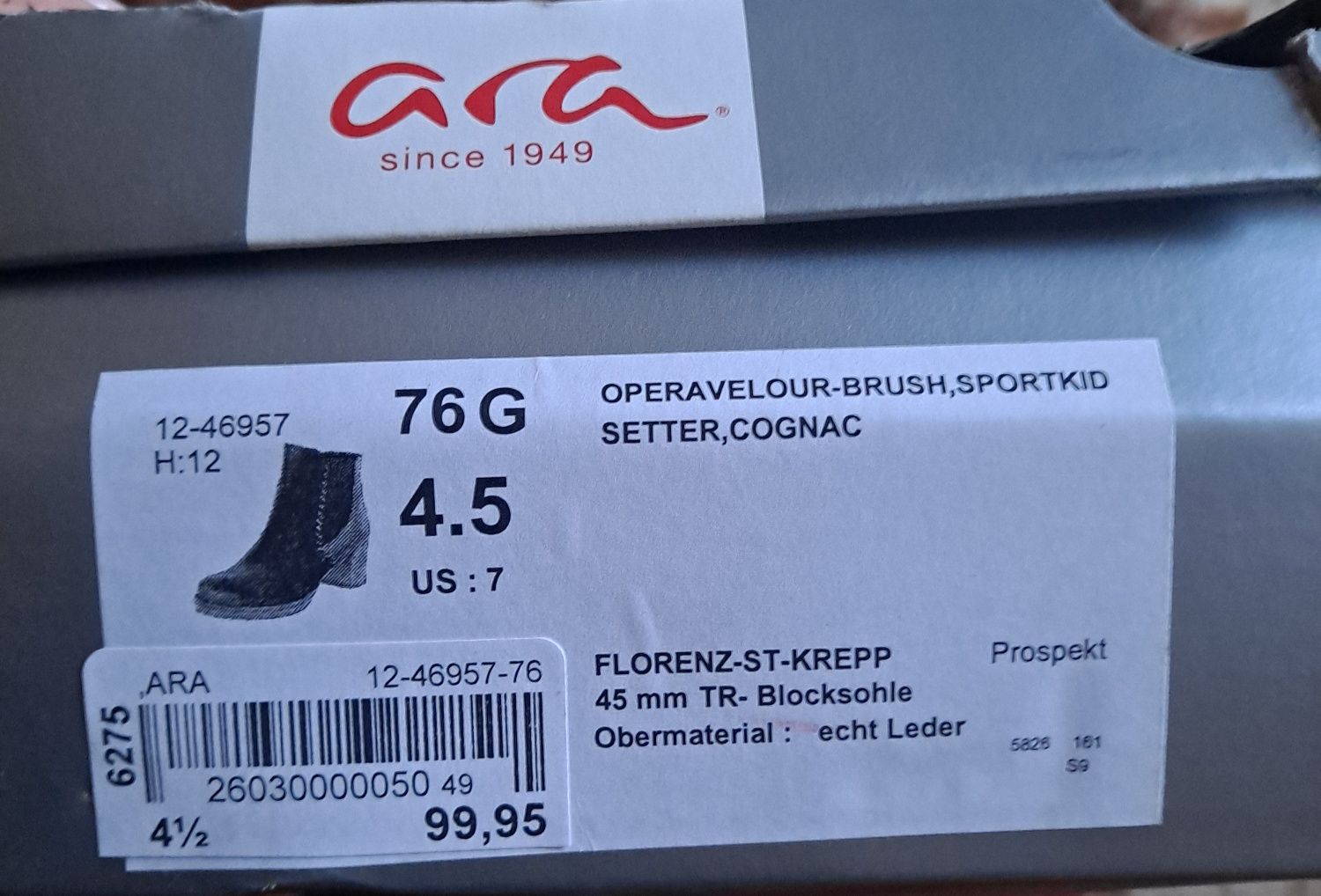 Botki skórzane ara 37.5