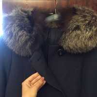 Шерстяное пальто с чернобуркой