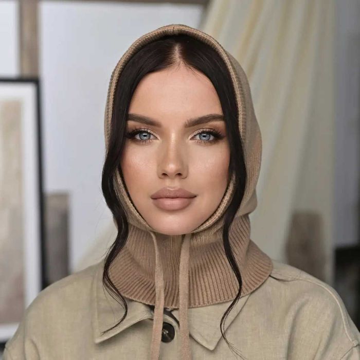 Женский стильный вязаный капор на завязках. Разные цвета!!!