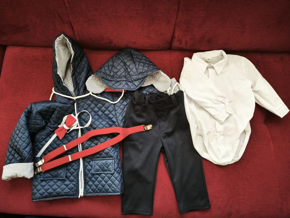 Chłopięcy elegancki zestaw na chrzest, urodziny, ślub r.80