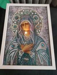 Piękny obraz Matki Boskiej Miłosierdzia ręcznie wyklejany