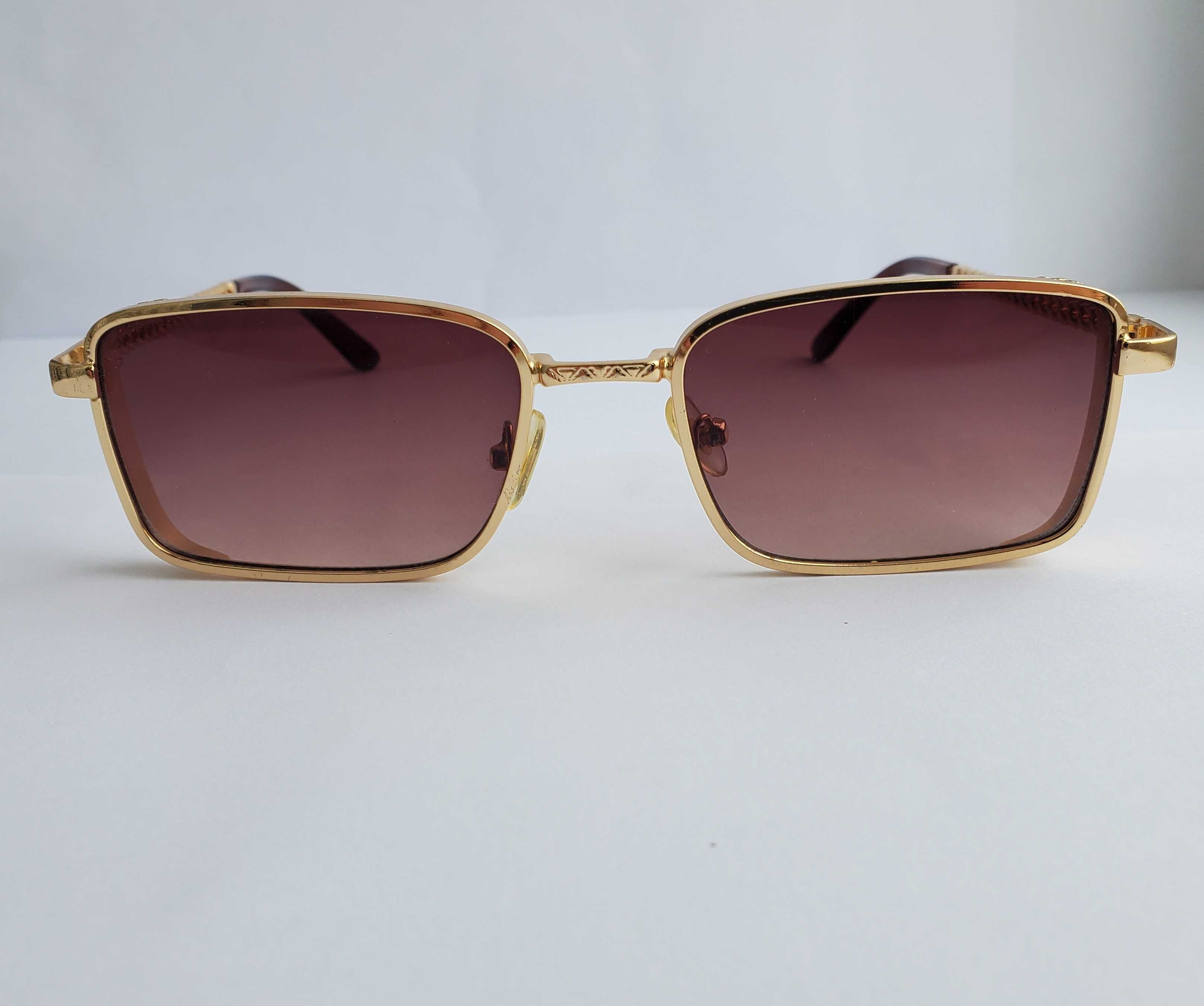 Жіночі сонцезахисні окуляри,прямокутна золотиста оправа,коричневі лінз