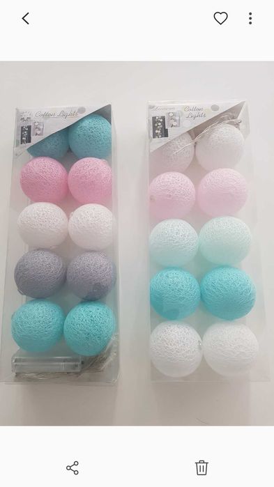 Lampki Cotton balls kolor pastele