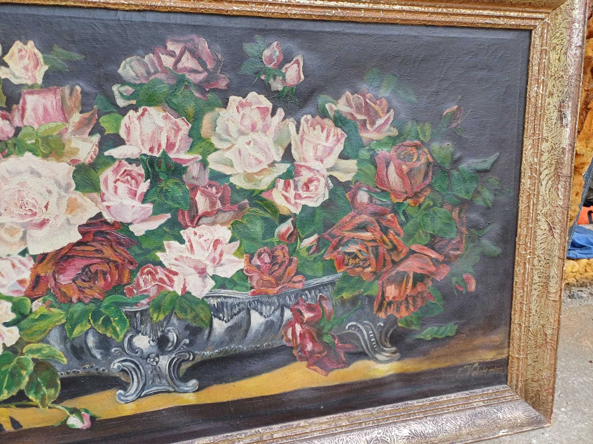 Stary obraz plótno w ramie z 1931 roku Karkonowski malarz sygnowany
