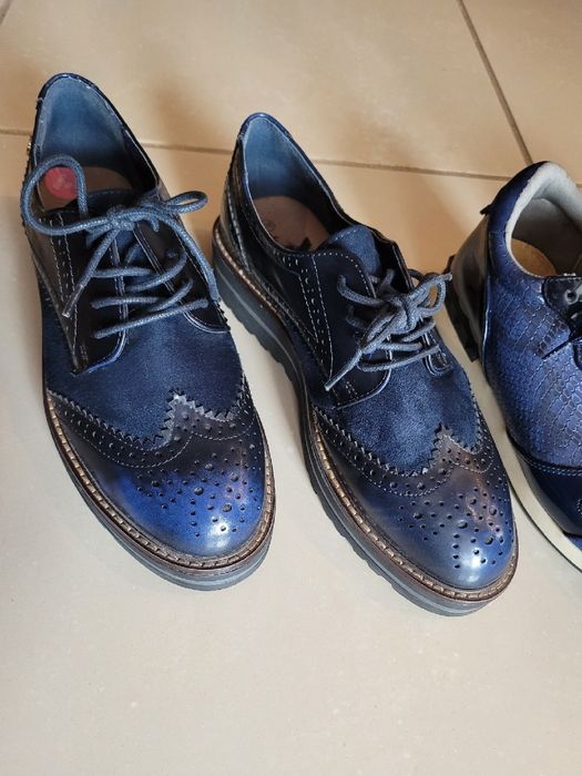 Sneakersy damskie mokasyny 38 granatowe 2 pary