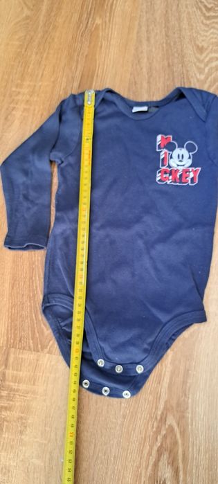Body z długim rękawem, bawełniane, 86, lupilu, myszka miki, paski, mis