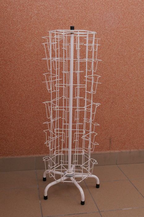 Stojak obrotowy biały na pocztówki, widokówki, kartki pocztowe 96 cm