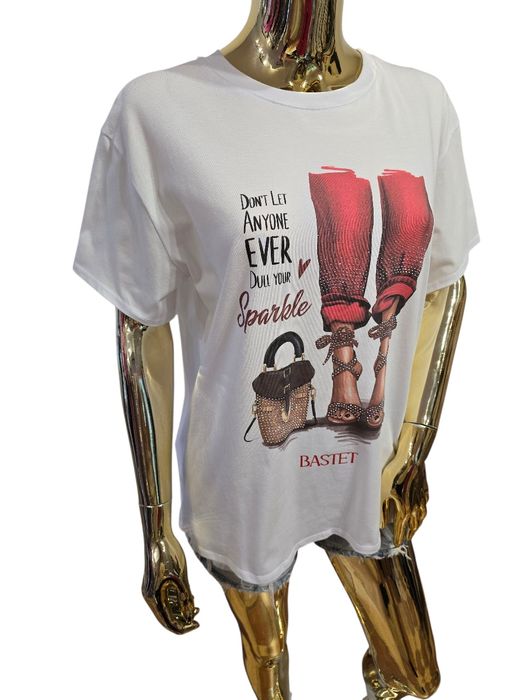 T-shirt damski SPARKLE GIRL biały Bastet Fashion rozmiar L/XL