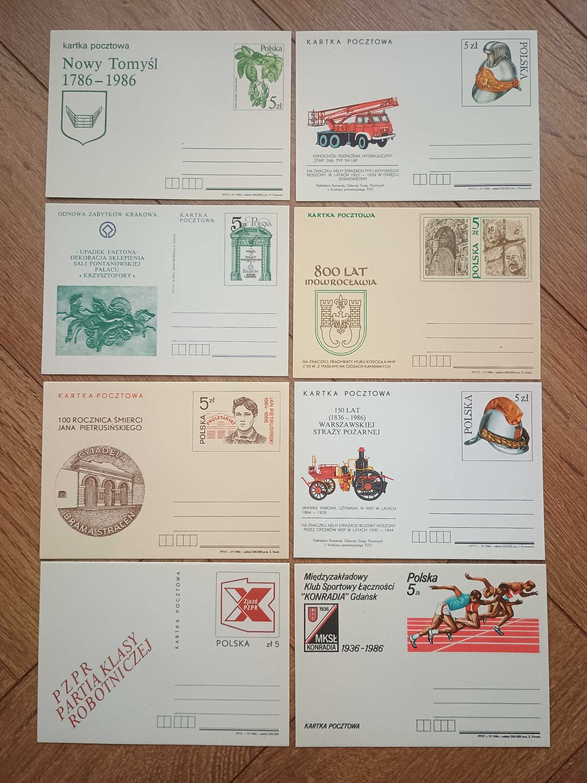 Kartki pocztowe - z roku 1986 Poczta Polska - zestaw 23 sztuk