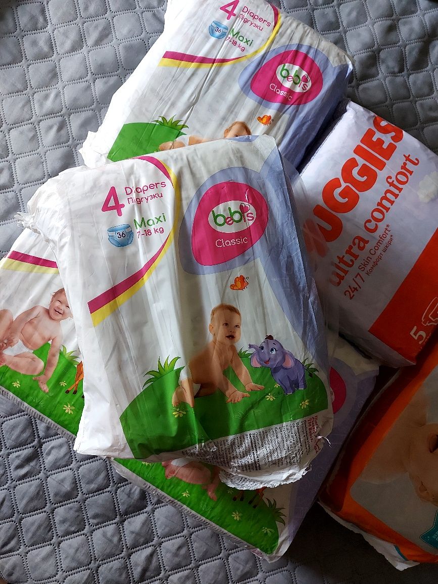 Памперси 4/5 Huggies, Pampers, Bebis. Всього 179шт