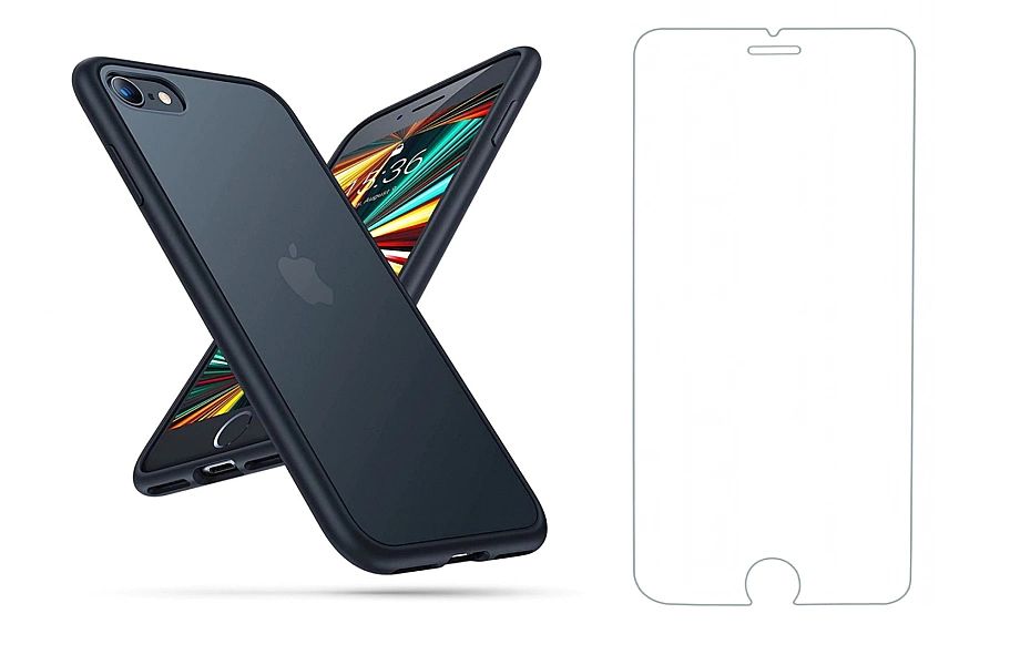 Etui Mattfit Black + Szkło Hartowane do iPhone 7 / 8 / SE 2020 / 2022