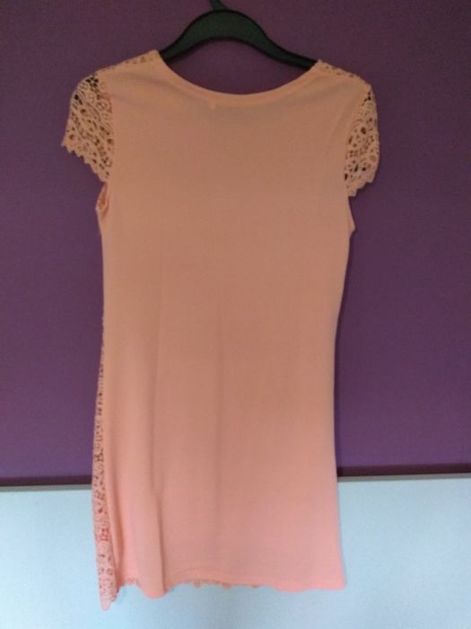 Sukienka koronkowa łososiowa r. M wesele komunia chrzest