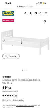 Cama Criança Ikea Kritter + colchão Underlig