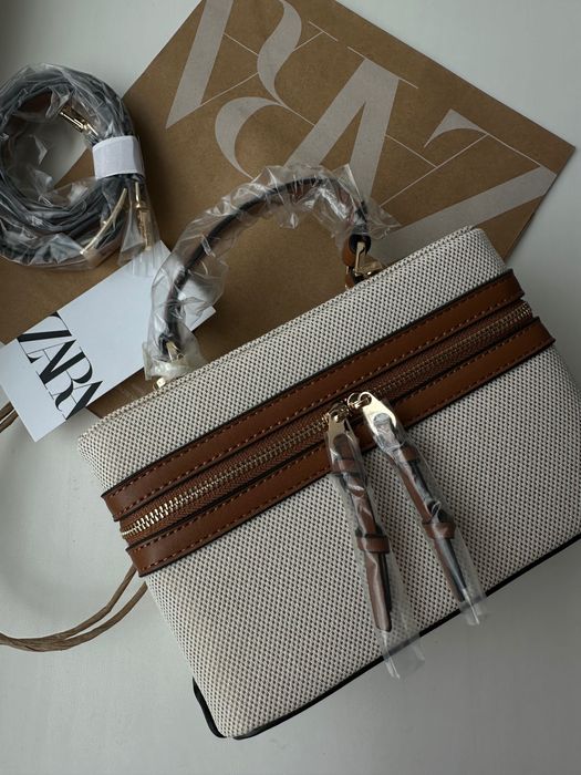 Трендова маленька світла текстильна сумочка Зара Zara