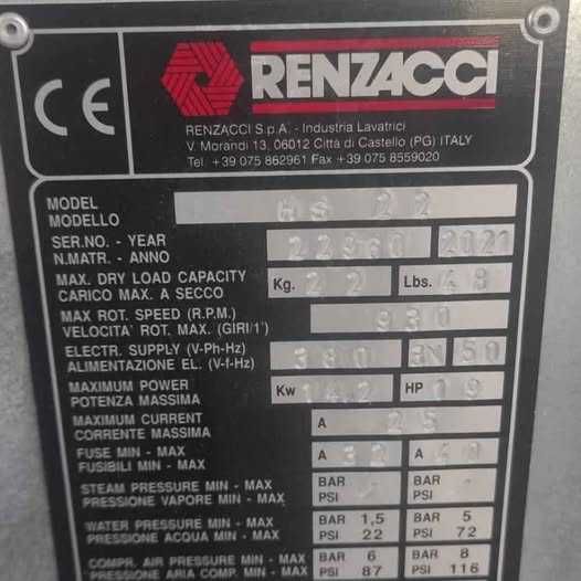 Máquina de Secar Roupas Renzacci 22kg – Excelente Estado!